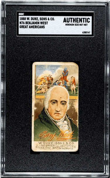 1888 W. Duke Sons & Co. Benjamin West Great Americans SGC Authentic front of card