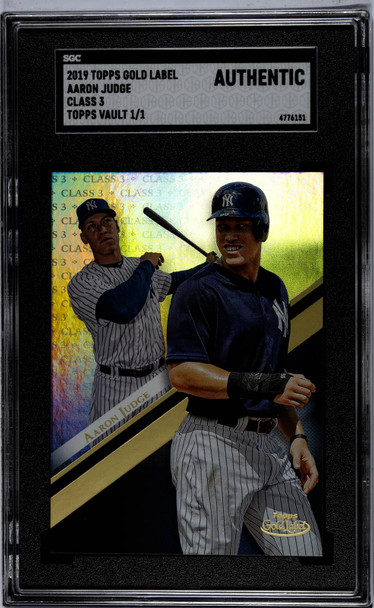 2019 Topps Gold Label Aaron Judge Topps Vault 1/1 Class 3 SGC Authentic front of card