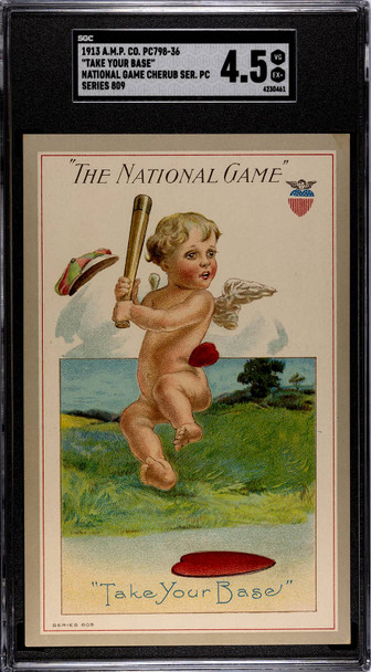 1913 A.M.P. Co. PC798-36 Take Your Base National Game Cherub Series SGC 4.5 front of card