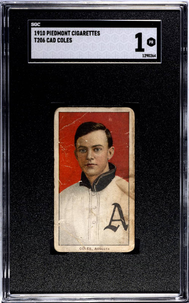 1910 T206 Cad Coles Piedmont 350 SGC 1 front of card