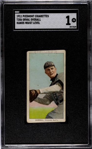 1911 T206 Orval Overall Hands Waist Level Piedmont 350-460 SGC 1 front of card
