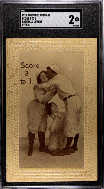 1911 PC798-34 Score 3 To 1 Type A Baseball Lovers SGC 2 front of card