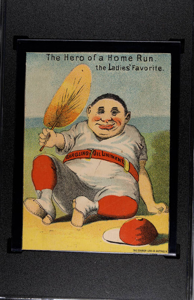 1880 Merchant's Gargling H804-7 Hero Of A Home Run Blue and Yellow SGC A front of card