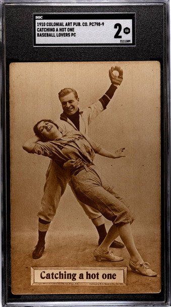 1910 Colonial Art Pub. Co. PC798-9 Catching A Hot One Baseball Lovers SGC 2 front of card