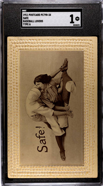 1911 PC798-34 Safe Type A Baseball Lovers SGC 1 front of card