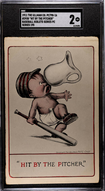 1911 The Ullman Co. PC798-16 Hit By The Pitcher #2930 SGC 2 front of card