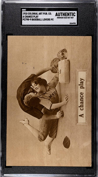 1910 Colonial Art Pub. Co. PC798-9 A Chance Play Baseball Lovers SGC Authentic front of card