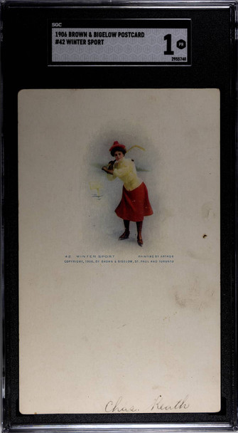 1906 Brown & Bigelow Winter Sport #42 SGC 1 front of card