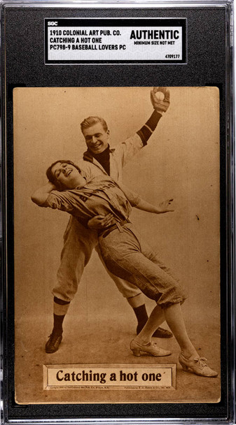 1910 Colonial Art Pub. Co. PC798-9 Catching A Hot One SGC Authentic front of card