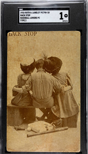 1910 Roth & Langley PC798-10 Back Stop Type 2 Baseball Lovers SGC 1 front of card