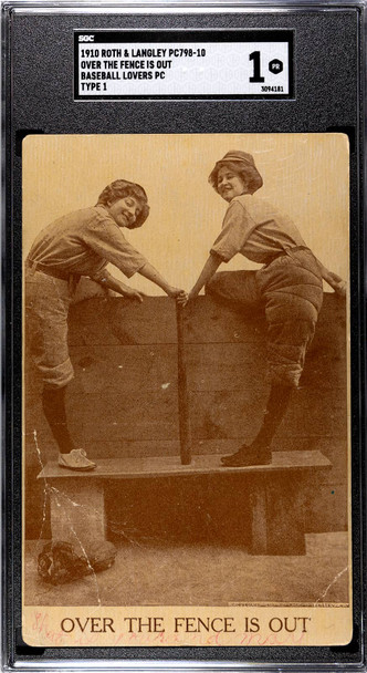 1910 Roth & Langley PC798-10 Over The Fence Is Out Baseball Lovers SGC 1 front of card