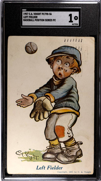1907 C.A. Voight PC798-56 Left Fielder Baseball Position Series SGC 1 front of card