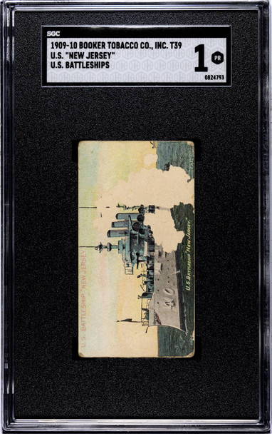 1909-11 Booker Tobacco Co. U.S. New Jersey Backstamp U.S. Battleships SGC 1 front of card