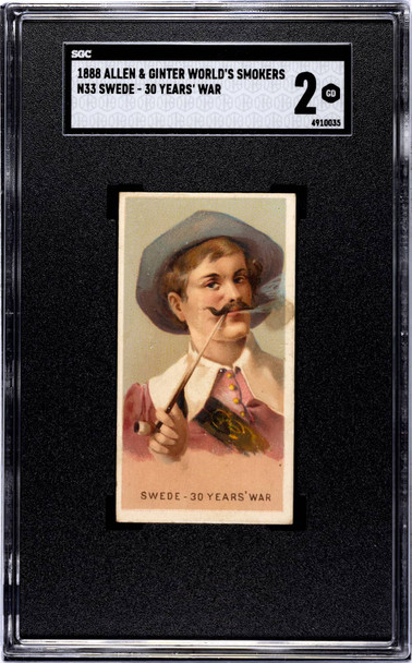 1888 Allen & Ginter Swede 30 Years War Worlds Smokers SGC 2 front of card