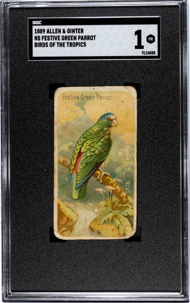 1889 Allen & Ginter Fiery Tailed Sunbird Birds Of The Tropics SGC 1 front of card