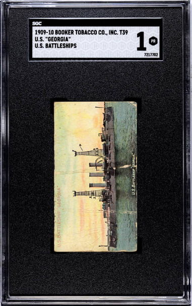 1909-11 Booker Tobacco Co. U.S. Georgia Backstamp U.S. Battleships SGC 1 front of card
