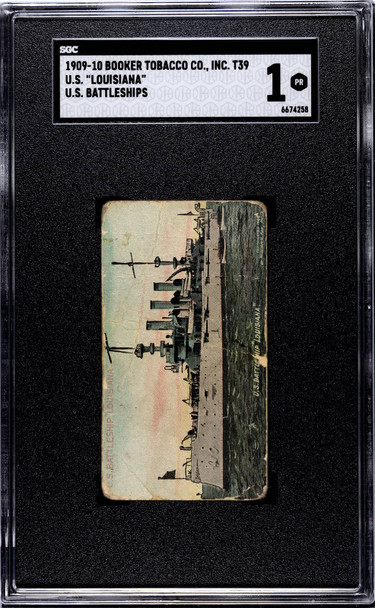 1909-10 Booker Tobacco Co. Inc. T39 U.S. Louisiana U.S. Battleships Backstamp SGC 1 front of card