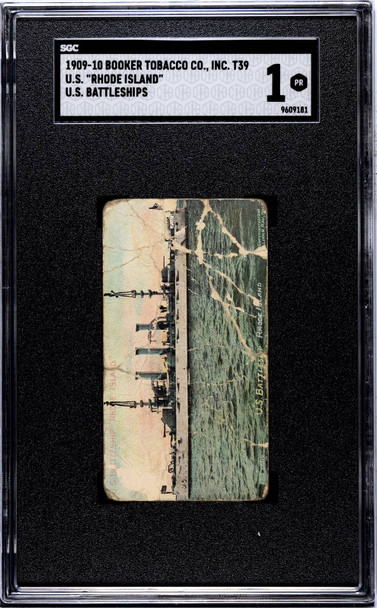 1909-10 Booker Tobacco Co. Inc. T39 U.S. Rhode Island U.S. Battleships SGC 1 front of card