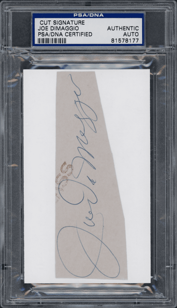 Cut Signature Joe DiMaggio PSA Authentic Autograph front of card