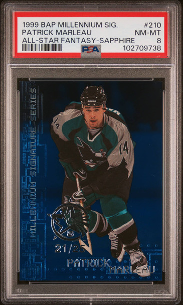 1999 Be A Player Patrick Marleau #210 Millennium Signature Series PSA 8 front of card