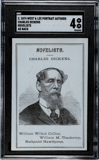 1874 West & Lee Portrait Authors Charles Dickens Novelists Ad Back SGC 4 front of card
