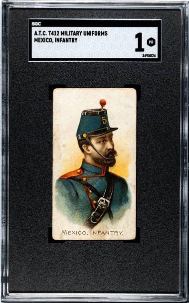 1900s T412 Military Uniforms Mexico Infantry American Tobacco Co. Back SGC 1 front of card