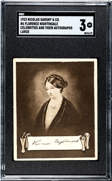 1923 Nicolas Sarony Co. Florence Nightingale #6 Celebrities And Their Autographs Large SGC 3 front of card