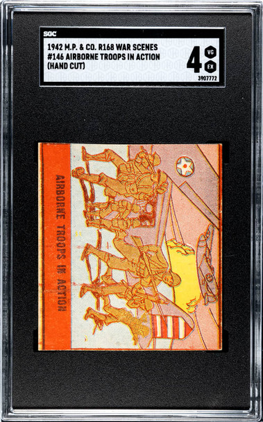 1942 R168 MP & Co. War Scenes Airborne Troops in Action #146 Hand Cut SGC 4 front of card