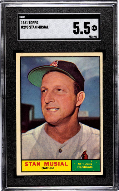 1961 Topps Stan Musial #290 St. Louis Cardinals HOF SGC 5.5 front of card