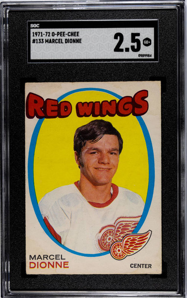 1971-72 O-Pee-Chee Marcel Dionne #133 Detroit Red Wings HOF RC SGC 2.5 front of card