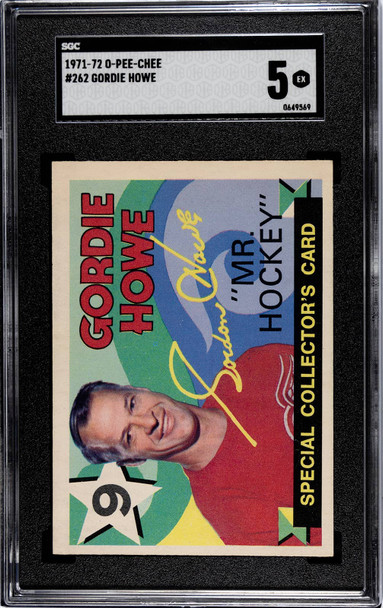 1971-72 O-Pee-Chee Gordie Howe #262 Detroit Red Wings HOF SGC 5 front of card 1971-72 O-Pee-Chee Gordie Howe #262 Detroit Red Wings HOF SGC 5 front of card