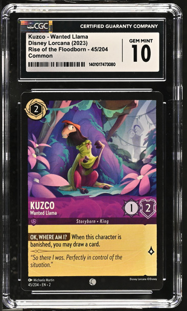 2023 Disney Lorcana Kuzco #45/204 Rise of the Floodborn Wanted Llama, Common CGC 10 front of card