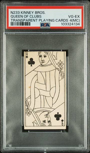 1888 Kinney Bros. Queen of Clubs N233 Transparent Playing Cards PSA 4(MC) front of card