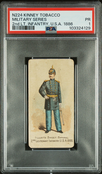 1888 Kinney Tobacco 2nd Lieutenant Infantry N224 Military Series PSA 1 front of card