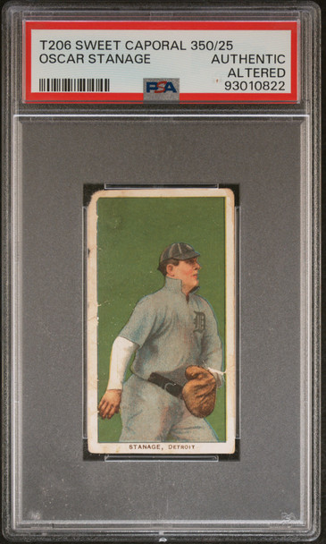 1909-11 T206 Oscar Stanage Piedmont 350 Factory No. 25 Detroit PSA Authentic front of card