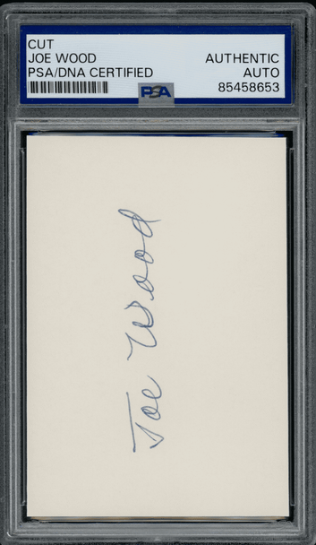 Cut Auto Joe Wood Boston Red Sox In Person Autograph PSA Authentic 653 front of cut autograph
