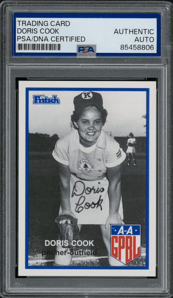 1995 Larry Fritsch Cards Doris Cook #43 Kalamazoo On-Card Autograph PSA Authentic front of card