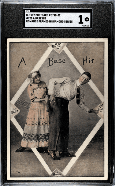 1912 PC798-32 A Base Hit #720 Romance Framed In Diamond SGC 1 front of card