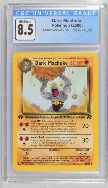 2000 Pokémon Team Rocket Dark Machoke #40/82 1st Edition CGC 8.5 front of card