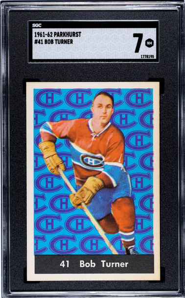 1961-62 Parkhurst Bob Turner #41 Montreal Canadiens SGC 7 front of card