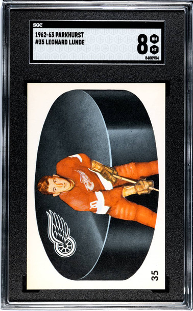 1962-63 Parkhurst Leonard Lunde #35 Detroit Red Wings SGC 8 front of card