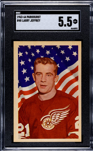 1963-64 Parkhurst Larry Jeffrey #48 Detroit Red Wings RC SGC 5.5 front of card