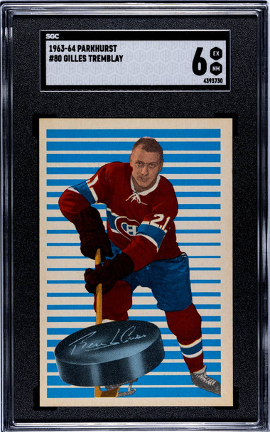 1963-64 Parkhurst Gilles Tremblay #80 Montreal Canadiens SGC 6 front of card