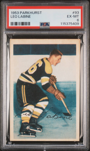 1953 Parkhurst Leo Labine #93 Boston Bruins PSA 6 front of card