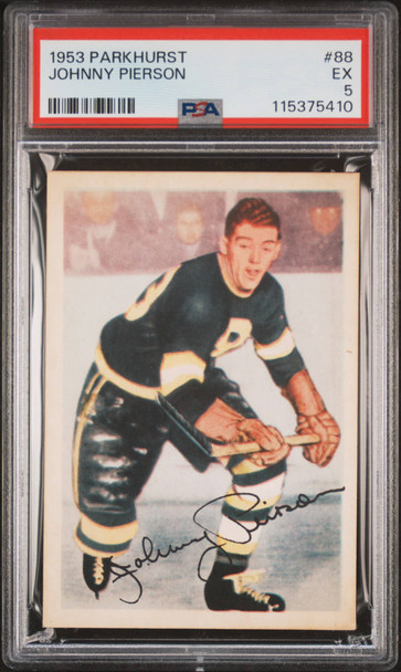 1953 Parkhurst Johnny Pierson #88 Boston Bruins PSA 5 front of card
