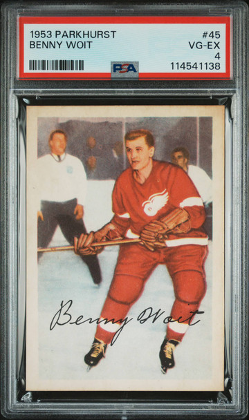 1953 Parkhurst Benny Woit #45 Detroit Red Wings PSA 4 front of card 1953 Parkhurst Benny Woit #45 Detroit Red Wings PSA 4 front of card