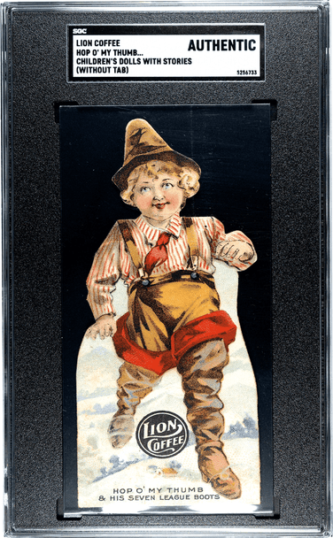 1900 Lion Coffee Hop O My Thumb Childrens Dolls With Stories Without Tab SGC Authentic front of card 1900 Lion Coffee Hop O My Thumb Childrens Dolls With Stories Without Tab SGC Authentic front of card