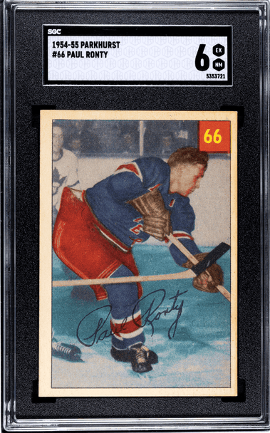 1954-55 Parkhurst Paul Ronty #66 New York Rangers SGC 6 front of card