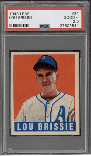 1948 Leaf Lou Brissie #31 Philadelphia Athletics RC PSA 2.5 front of card