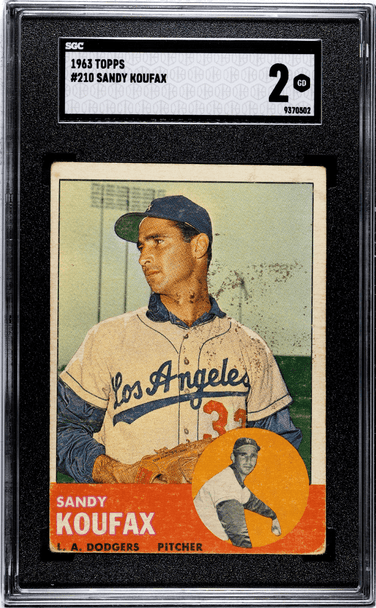 1963 Topps Sandy Koufax #210 Los Angeles Dodgers HOF SGC 2 front of card